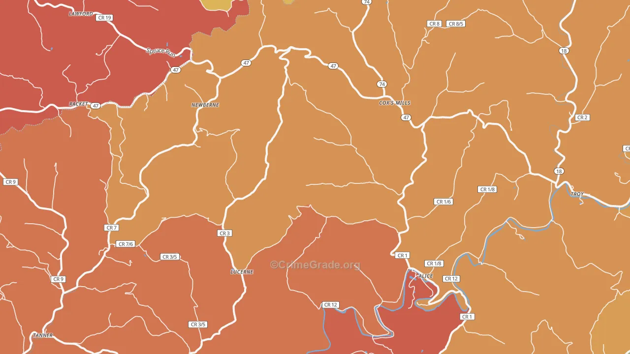 26342, WV Map of Drug-Related Crime Rates