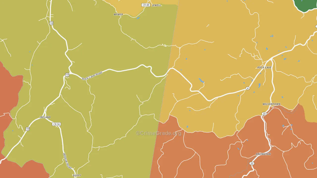 26343, WV Map of Drug-Related Crime Rates