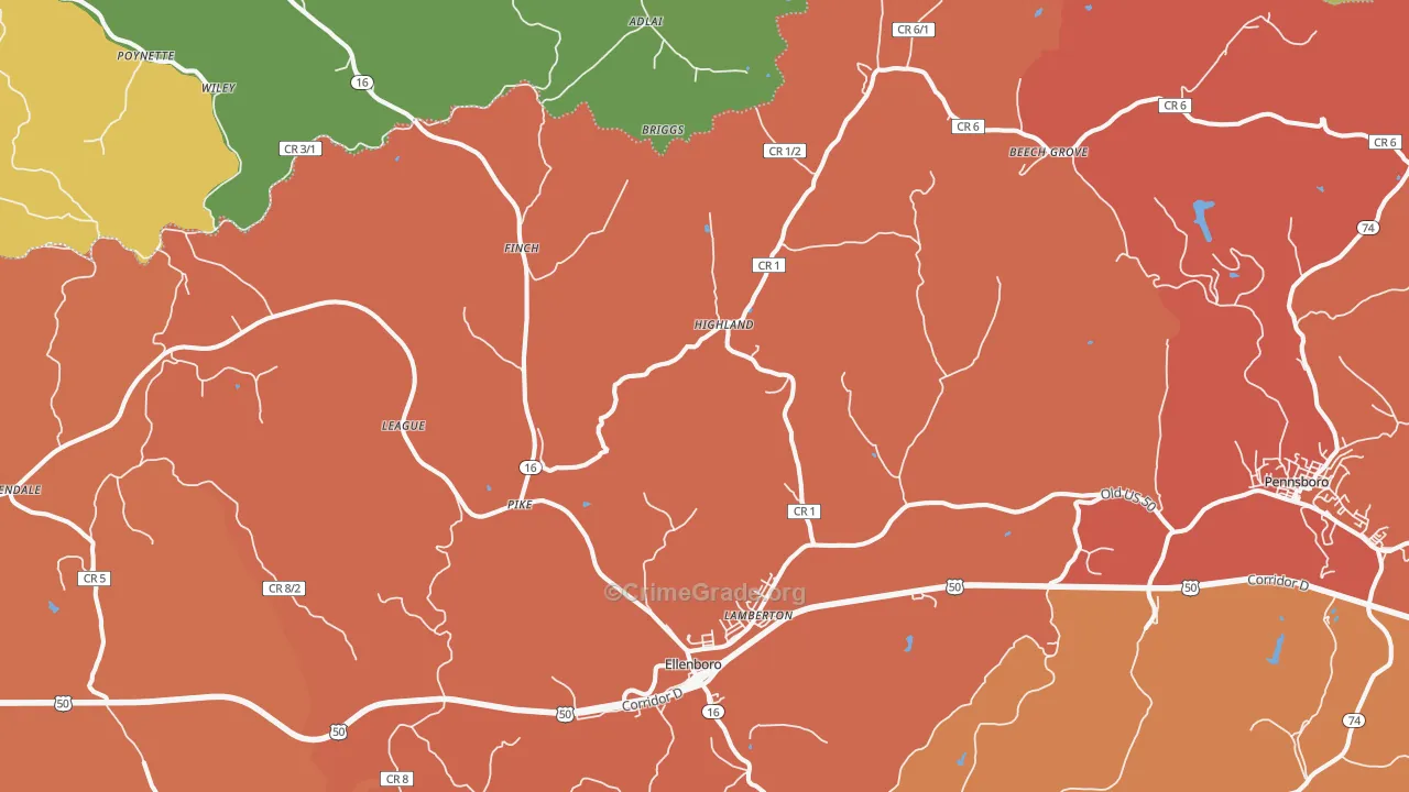 26346, WV Map of Drug-Related Crime Rates