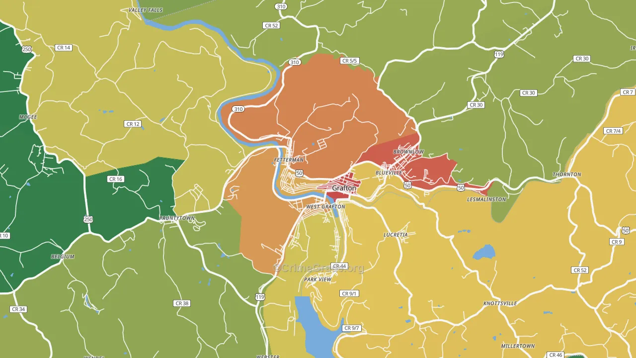 26354, WV Map of Drug-Related Crime Rates