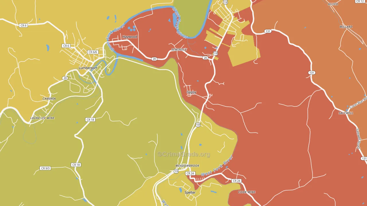 26361, WV Map of Drug-Related Crime Rates