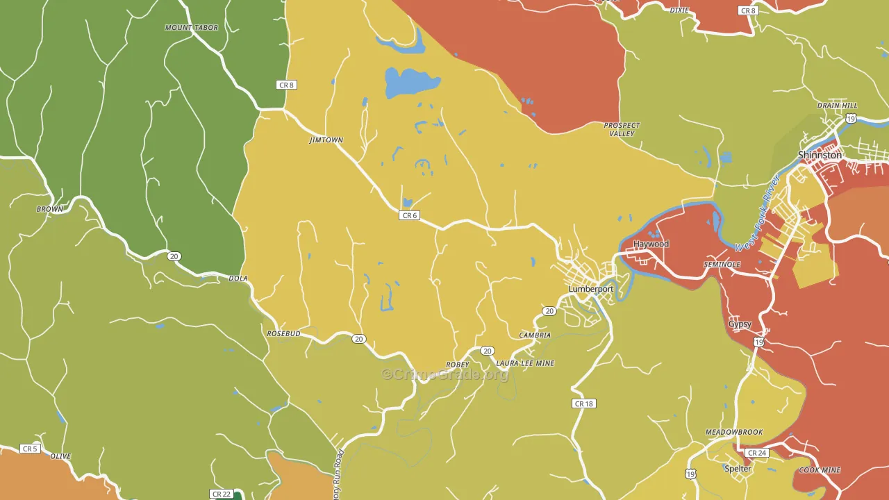 26386, WV Map of Drug-Related Crime Rates