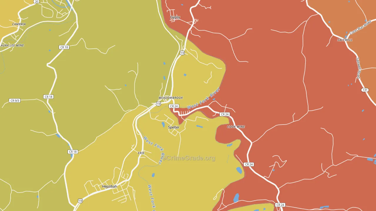 26404, WV Map of Drug-Related Crime Rates