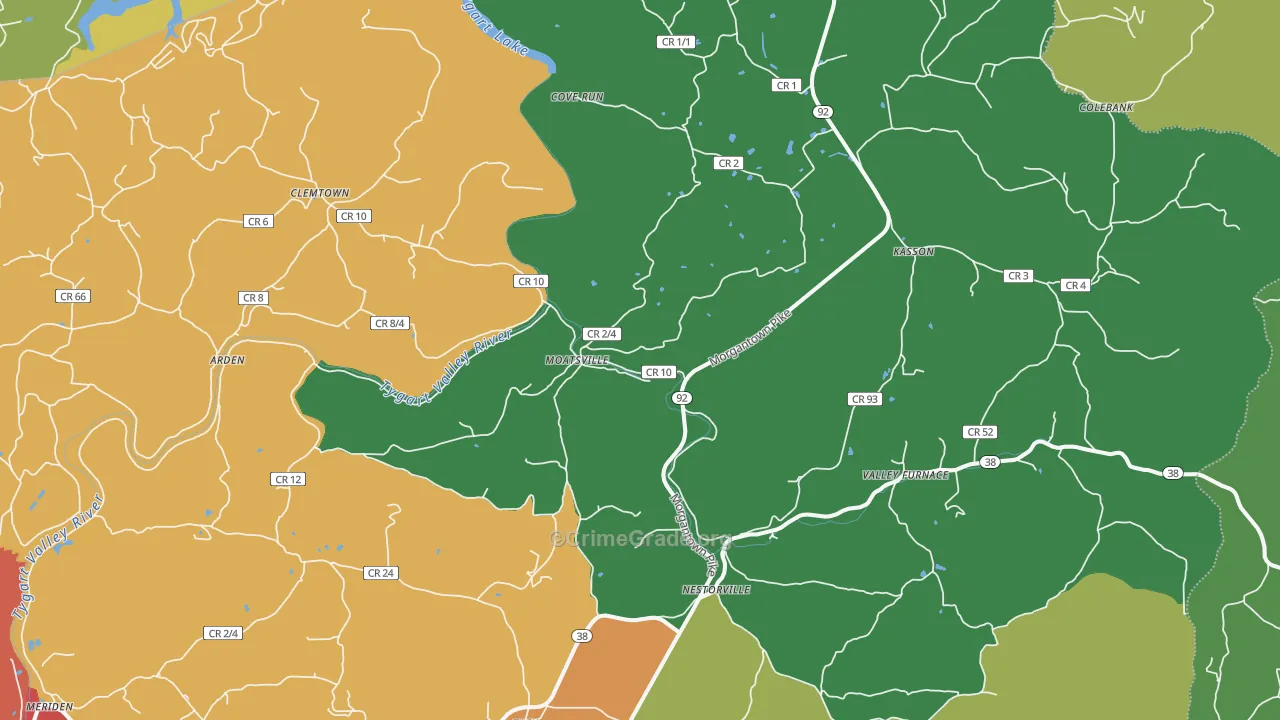 26405, WV Map of Drug-Related Crime Rates