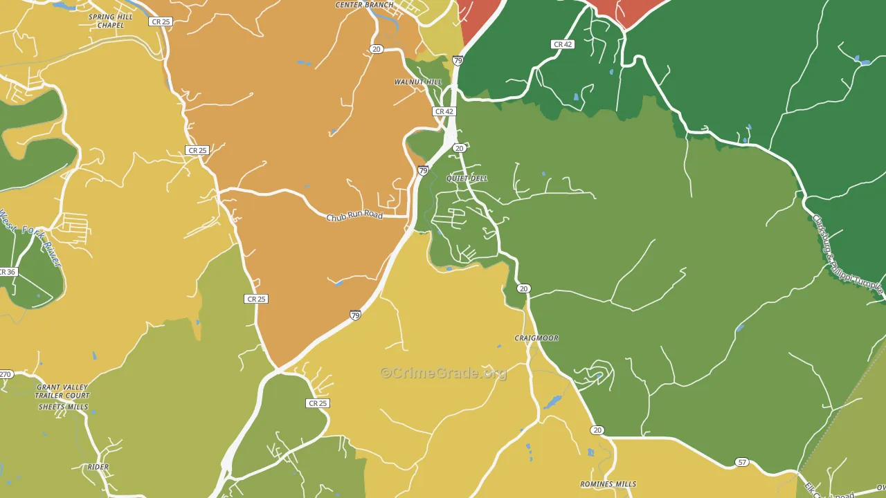 26408, WV Map of Drug-Related Crime Rates