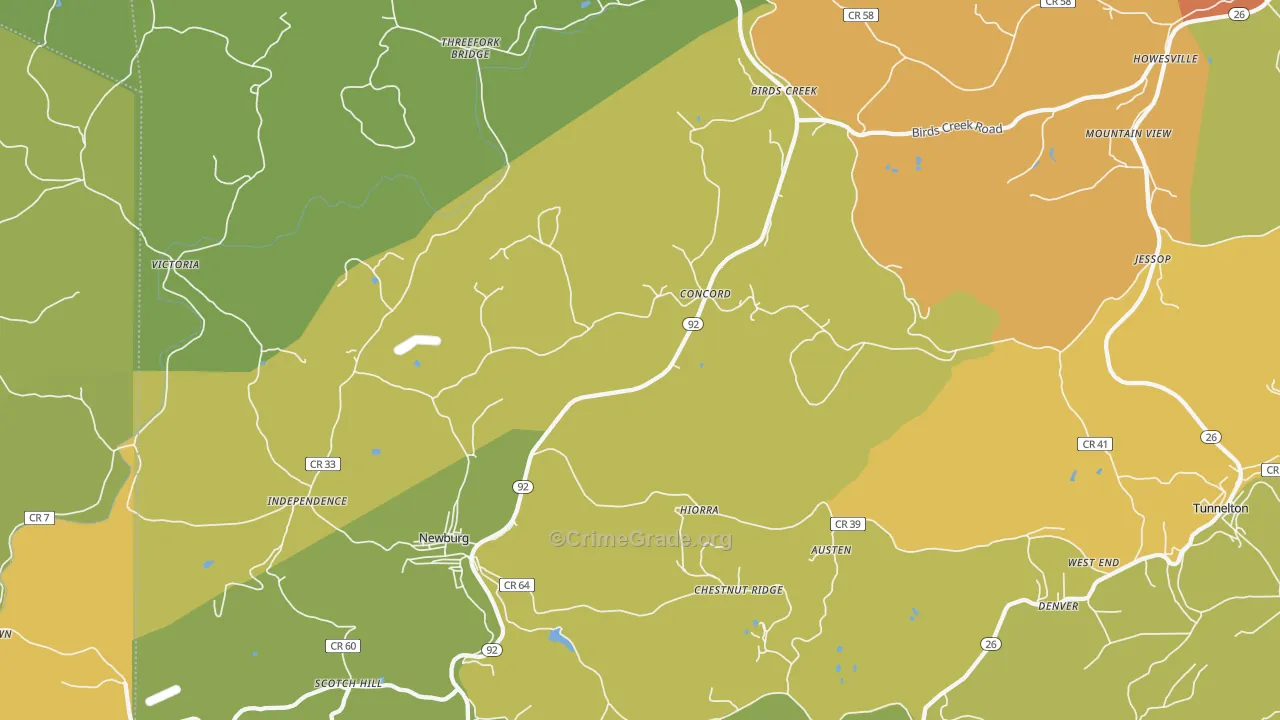 26410, WV Map of Drug-Related Crime Rates