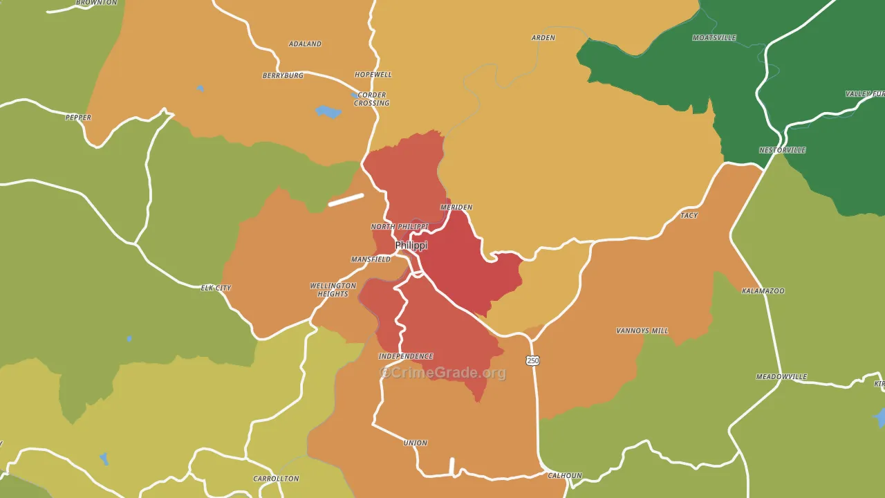 26416, WV Map of Drug-Related Crime Rates