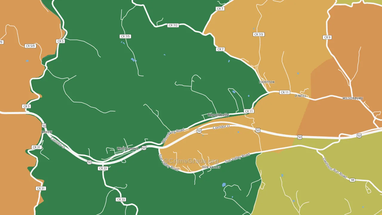 26422, WV Map of Drug-Related Crime Rates