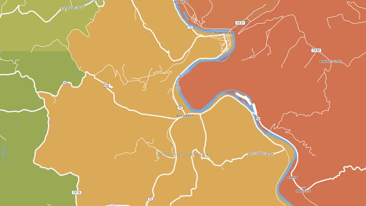 26425, WV Map of Drug-Related Crime Rates
