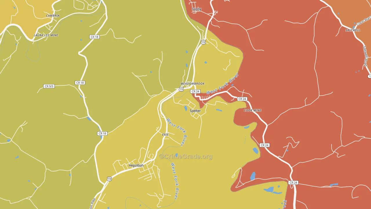 26438, WV Map of Drug-Related Crime Rates