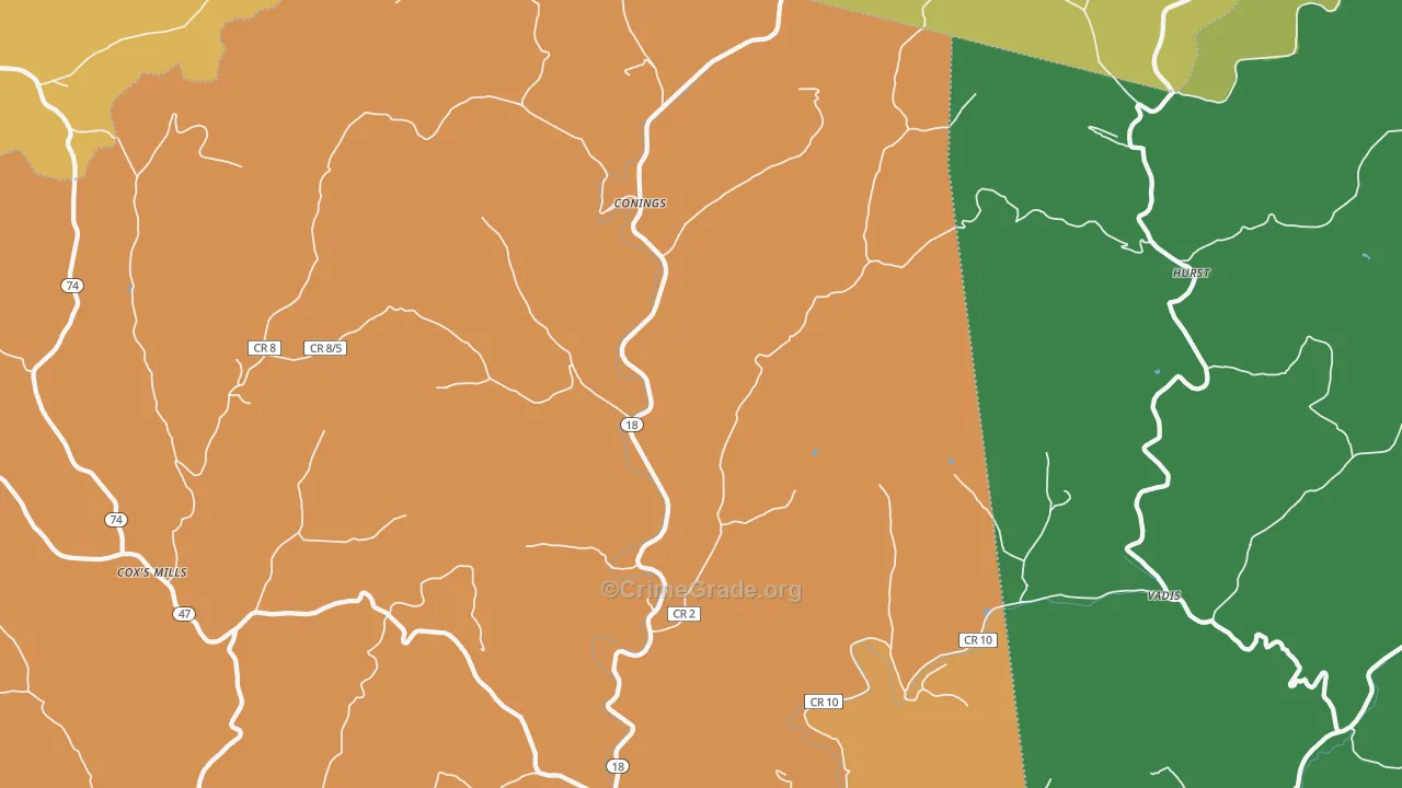 26443, WV Map of Drug-Related Crime Rates