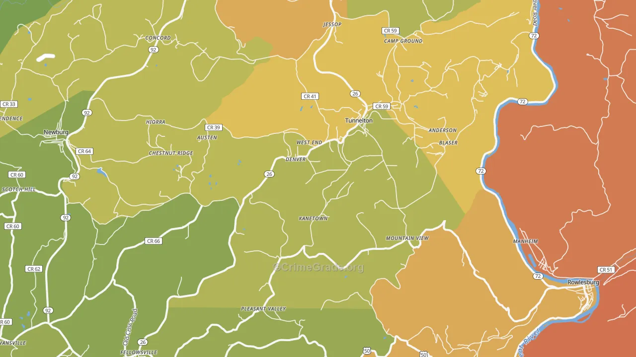 26444, WV Map of Drug-Related Crime Rates