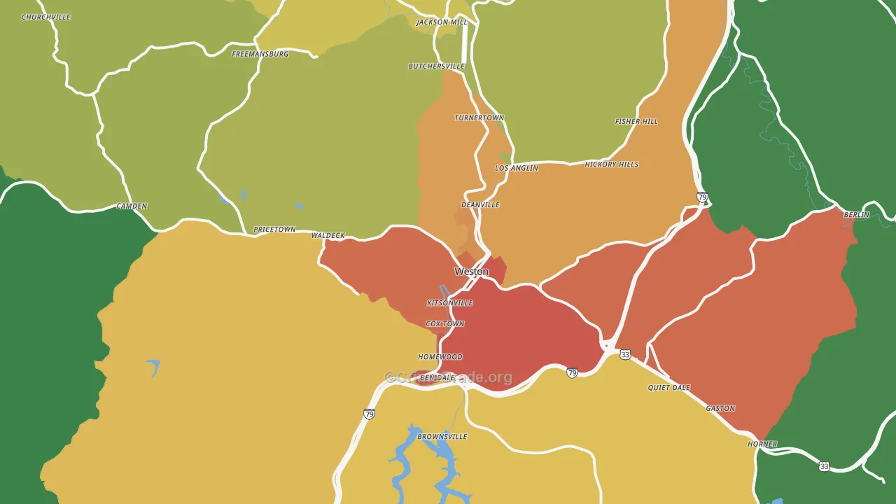 26452, WV Map of Drug-Related Crime Rates