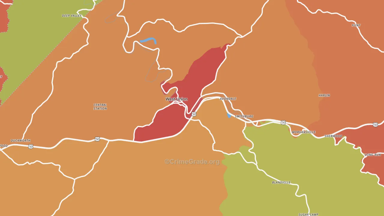 26456, WV Map of Drug-Related Crime Rates