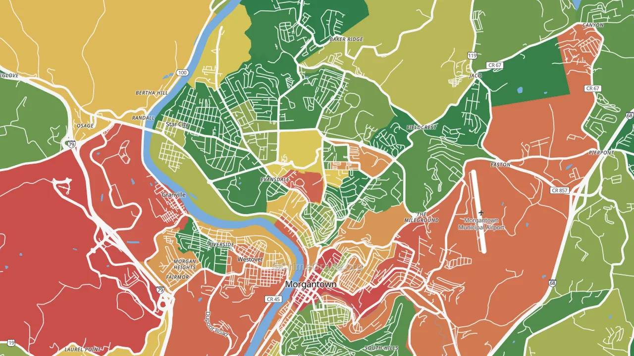 26505, WV Map of Drug-Related Crime Rates