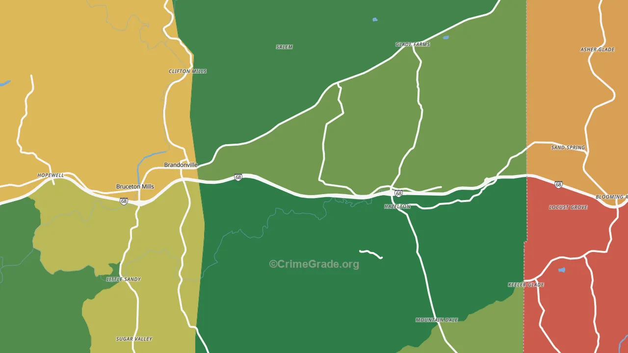 26525, WV Map of Drug-Related Crime Rates