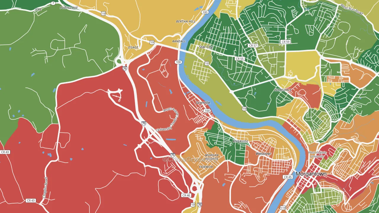 26534, WV Map of Drug-Related Crime Rates