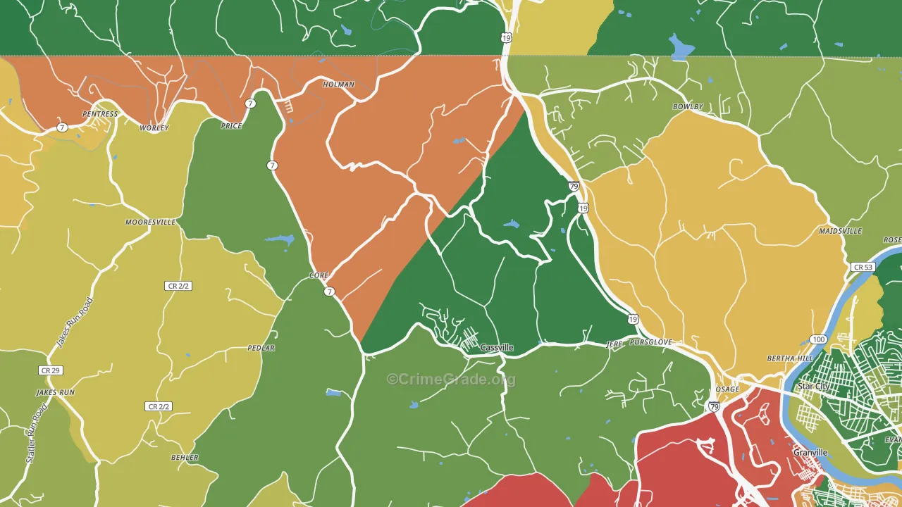 26541, WV Map of Drug-Related Crime Rates