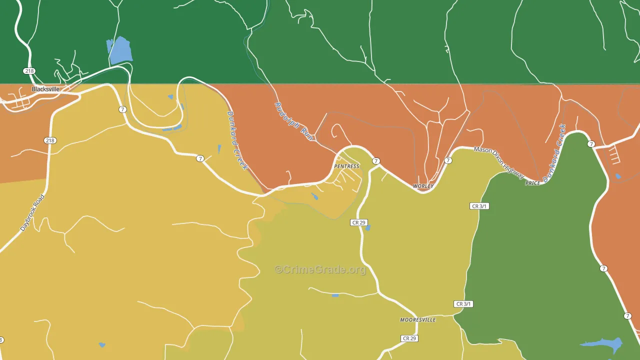 26544, WV Map of Drug-Related Crime Rates