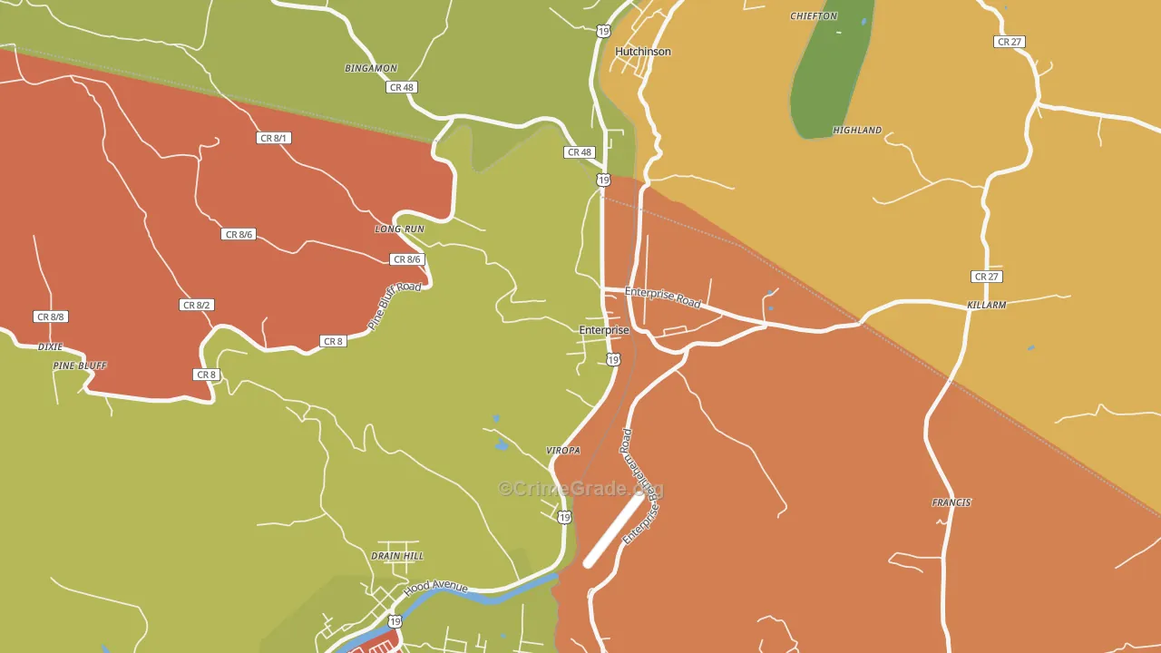 26568, WV Map of Drug-Related Crime Rates