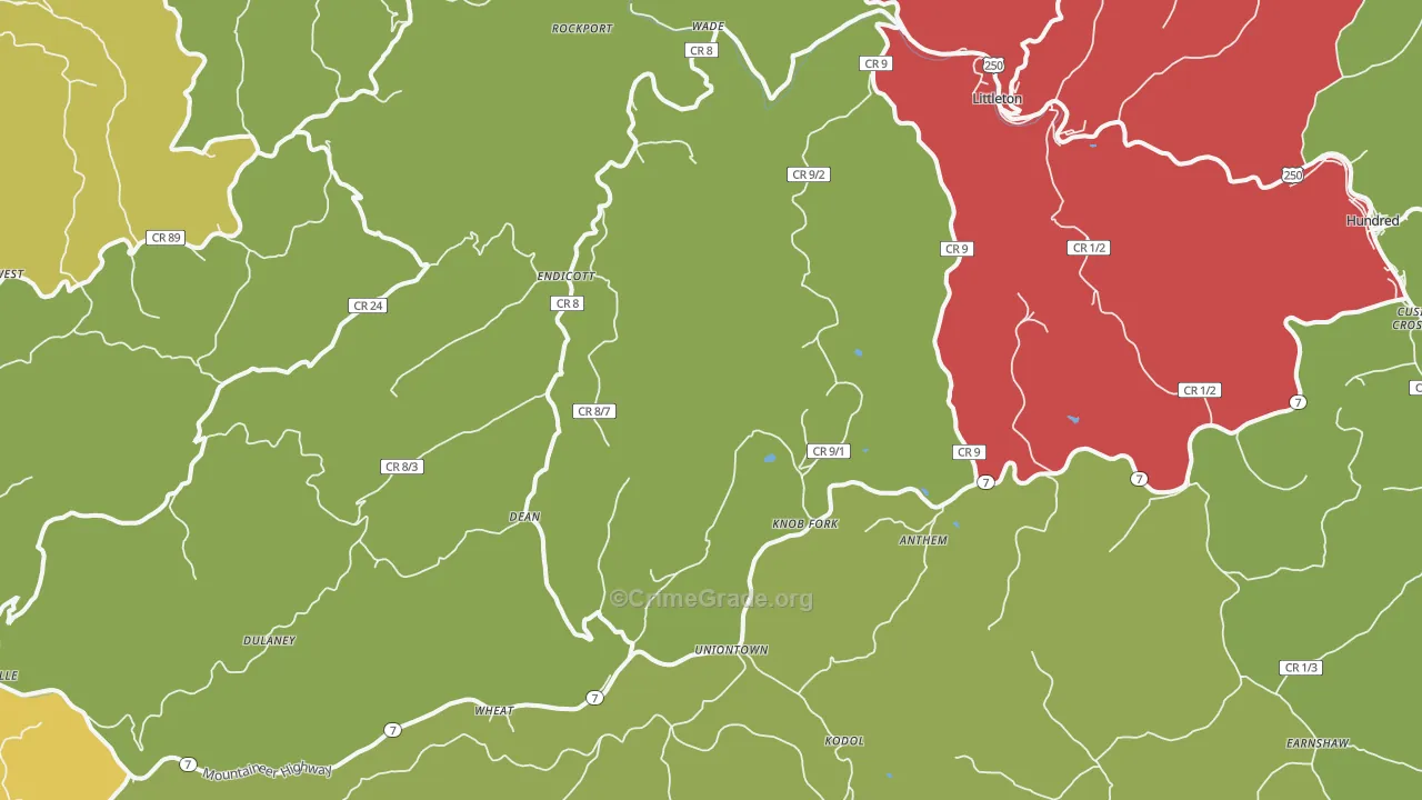 26581, WV Map of Drug-Related Crime Rates