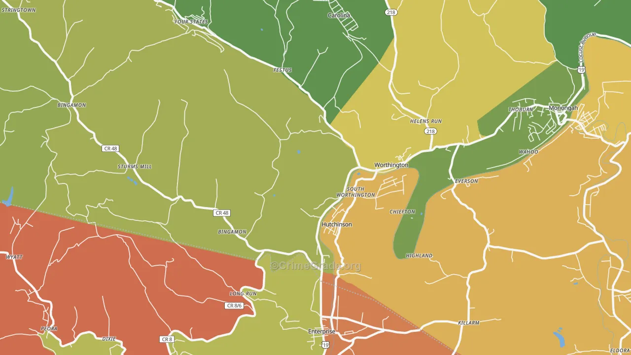 26591, WV Map of Drug-Related Crime Rates