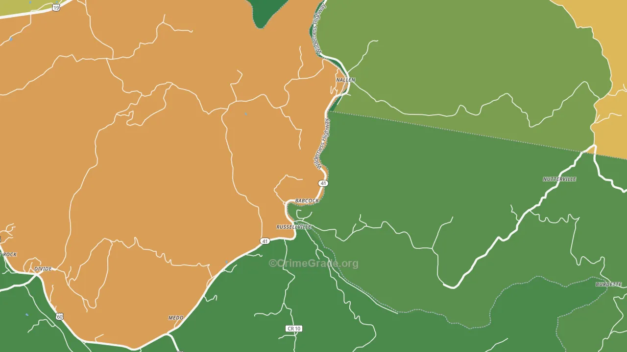 26680, WV Map of Drug-Related Crime Rates