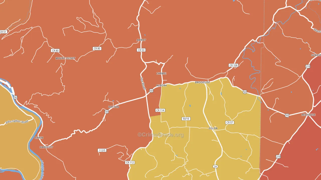 26705, WV Map of Drug-Related Crime Rates