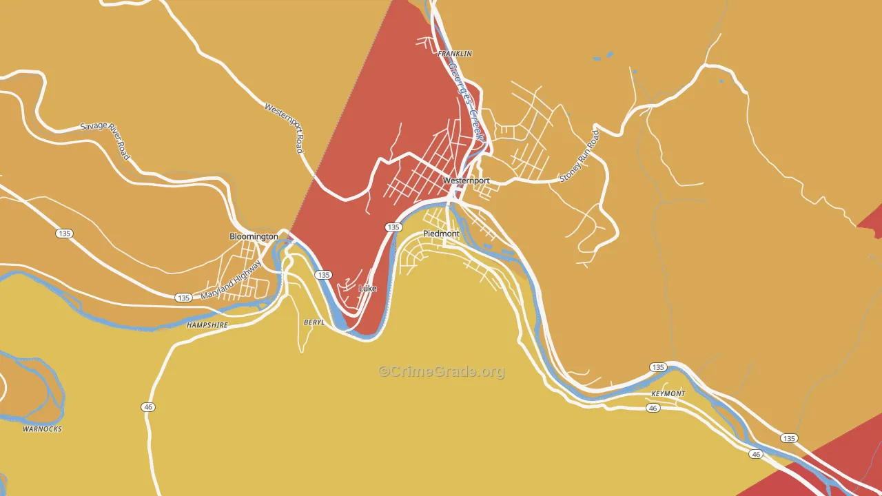 26750, WV Map of Drug-Related Crime Rates