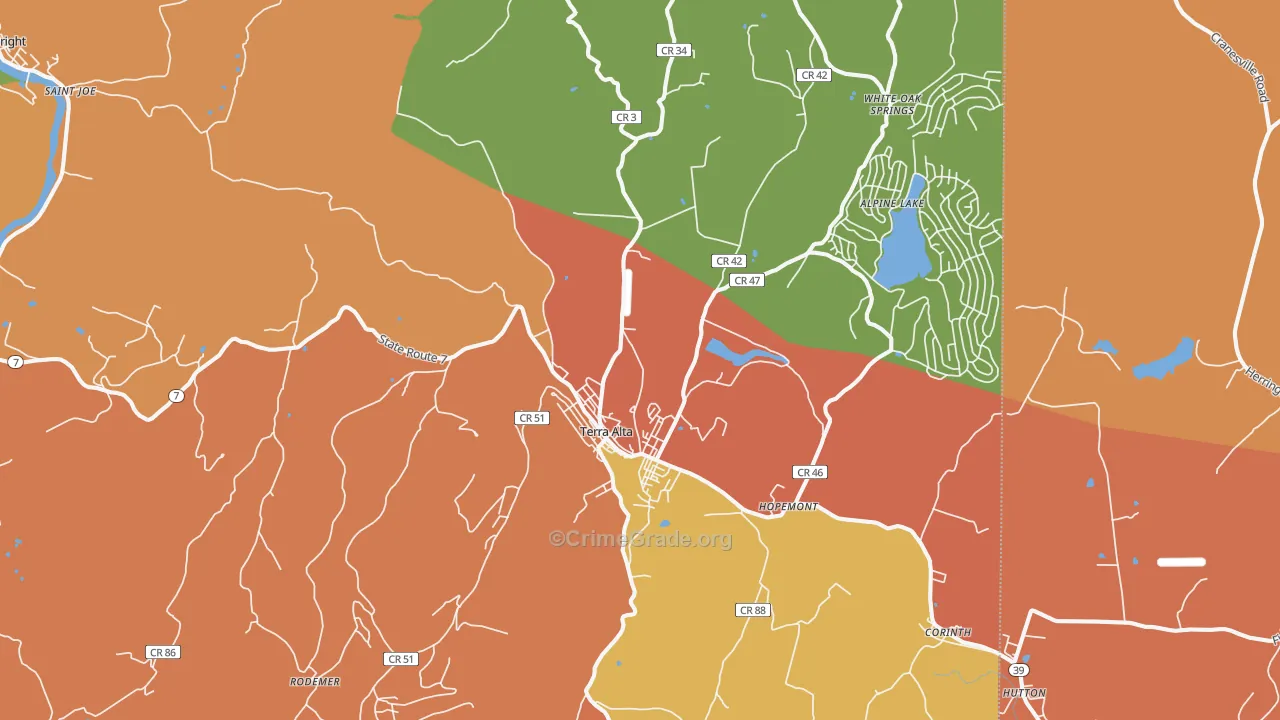 26764, WV Map of Drug-Related Crime Rates