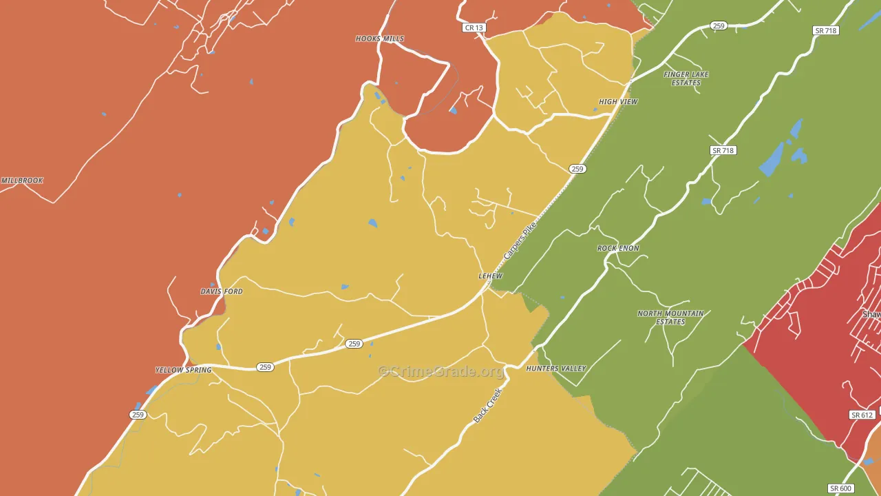 26808, WV Map of Drug-Related Crime Rates