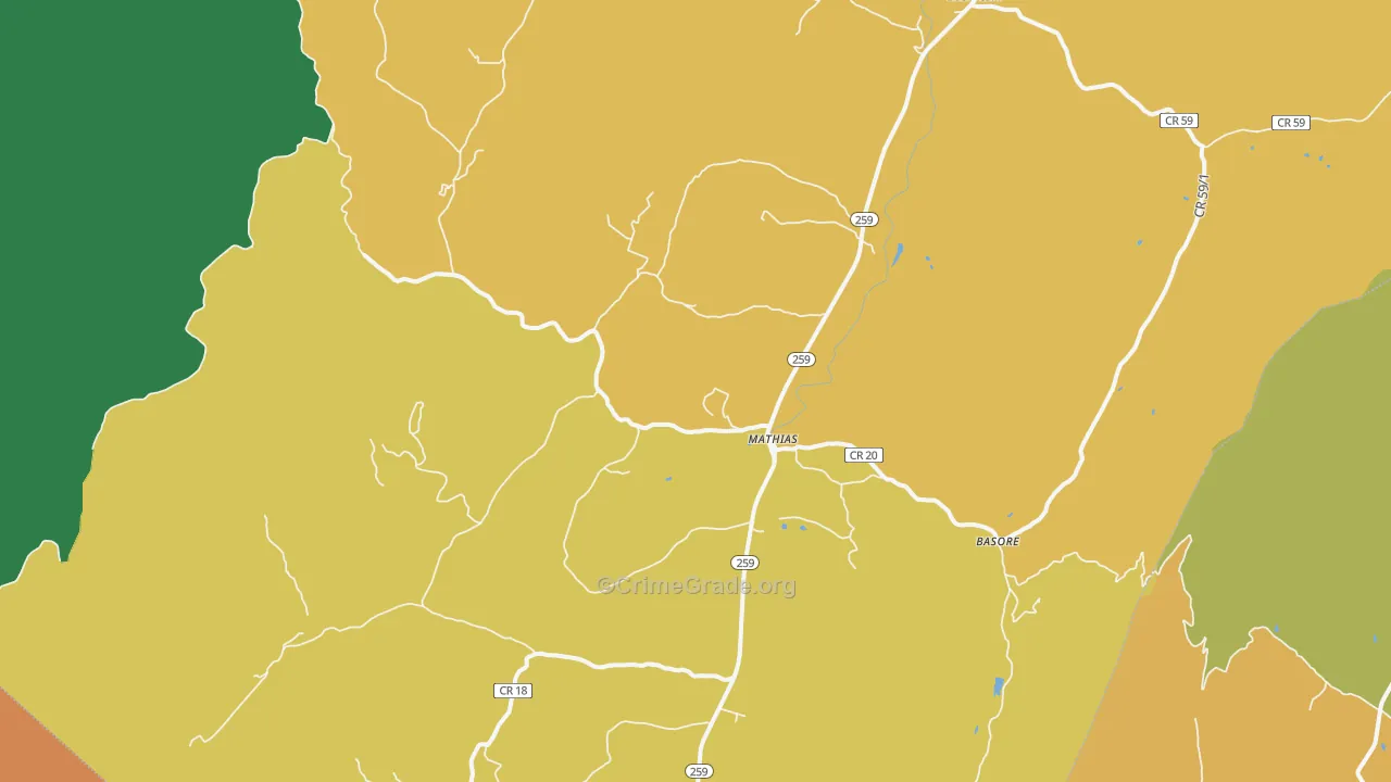 26812, WV Map of Drug-Related Crime Rates
