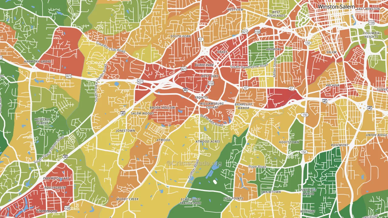 27103, NC Map of Drug-Related Crime Rates