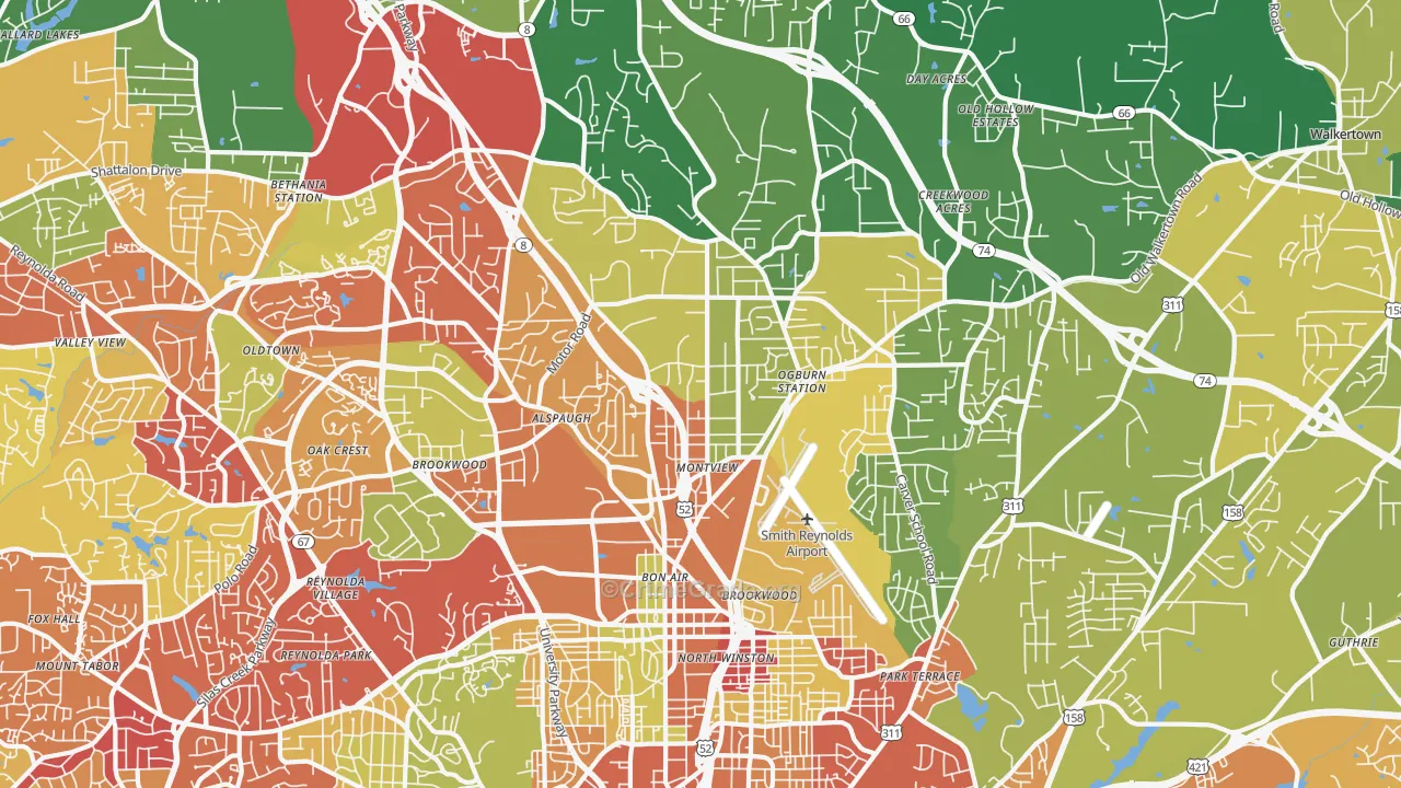 27105, NC Map of Drug-Related Crime Rates