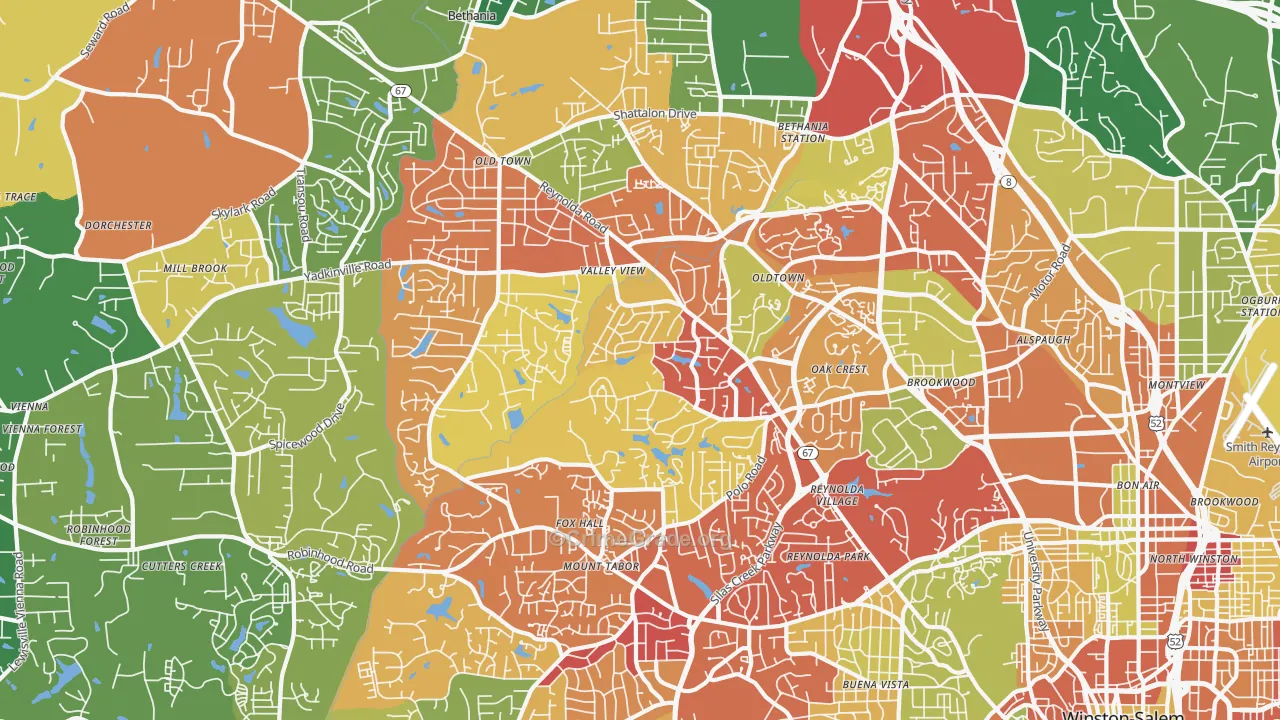 27106, NC Map of Drug-Related Crime Rates