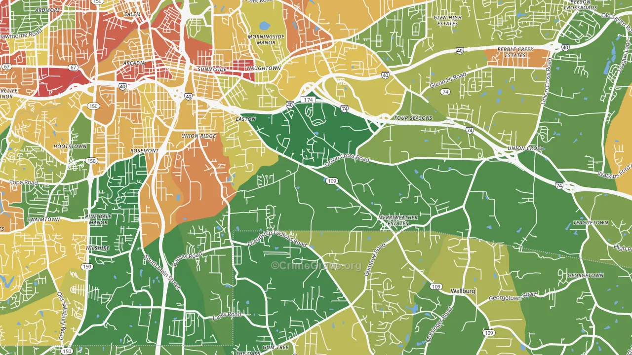 27107, NC Map of Drug-Related Crime Rates