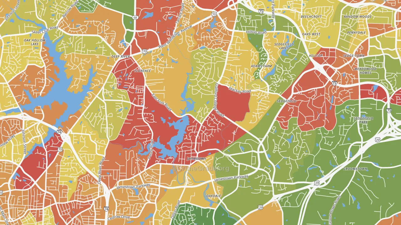 27282, NC Map of Drug-Related Crime Rates