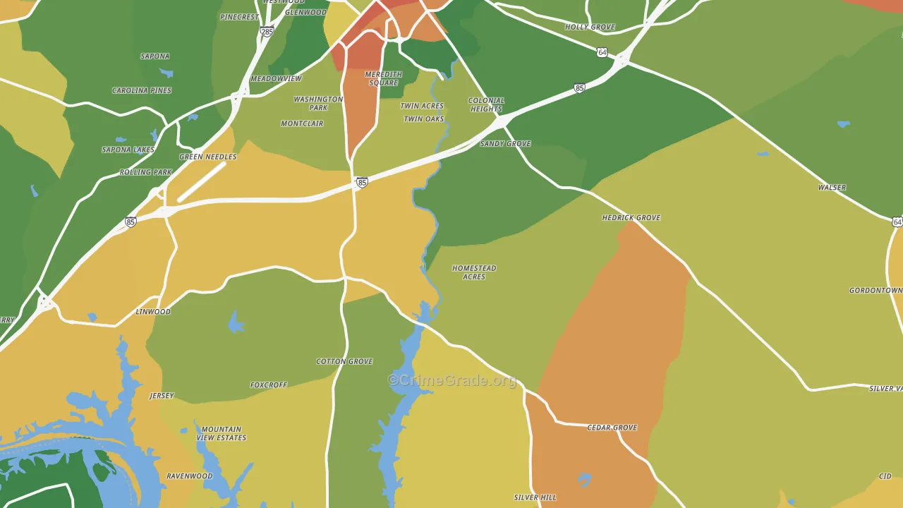 27292, NC Map of Drug-Related Crime Rates