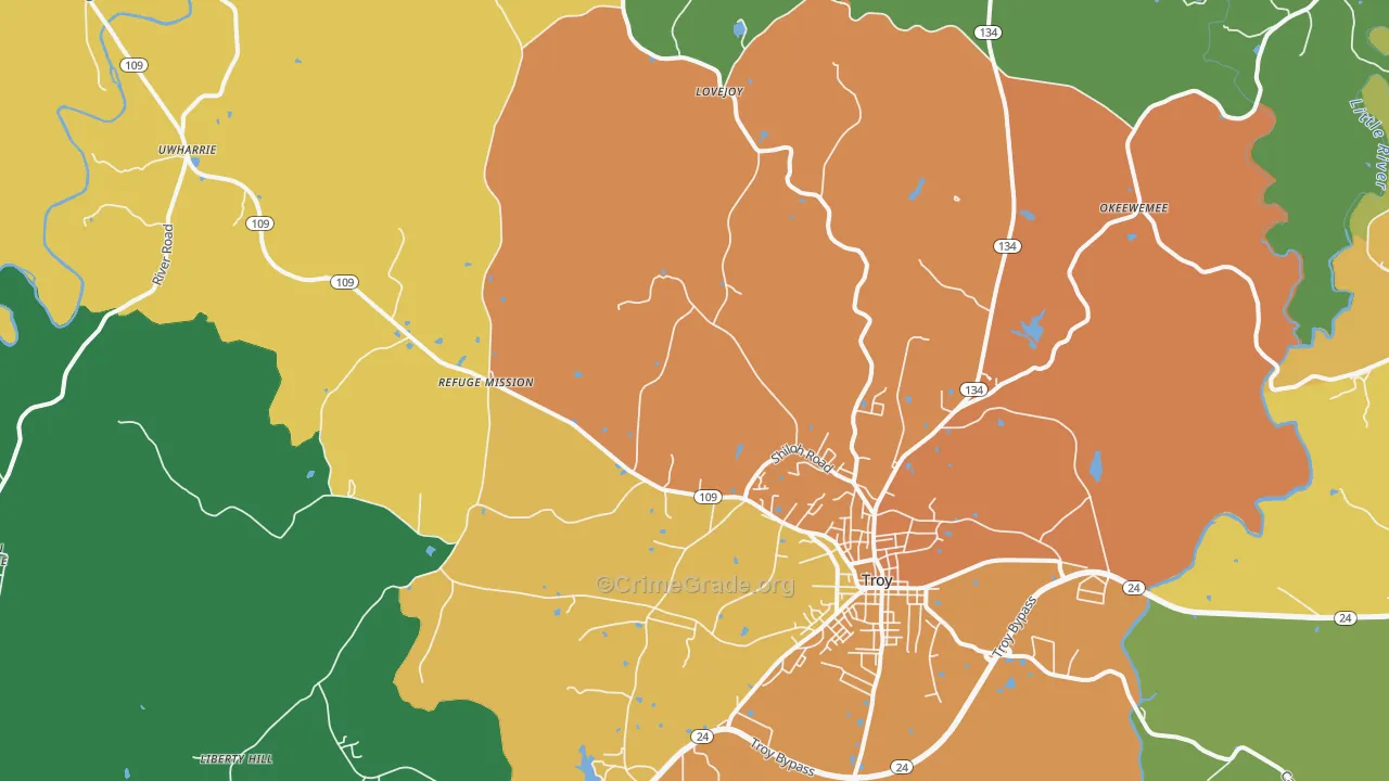 27371, NC Map of Drug-Related Crime Rates