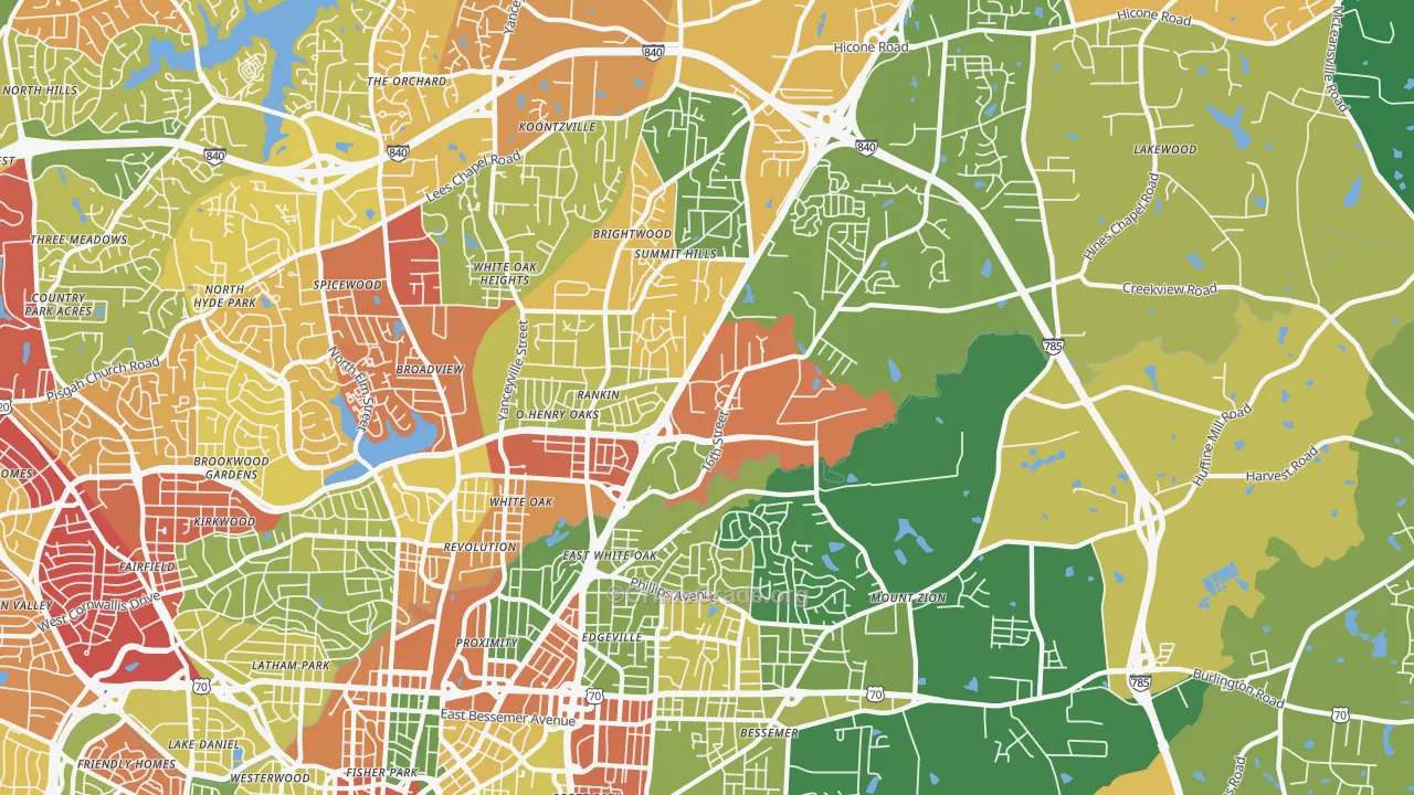 27405, NC Map of Drug-Related Crime Rates