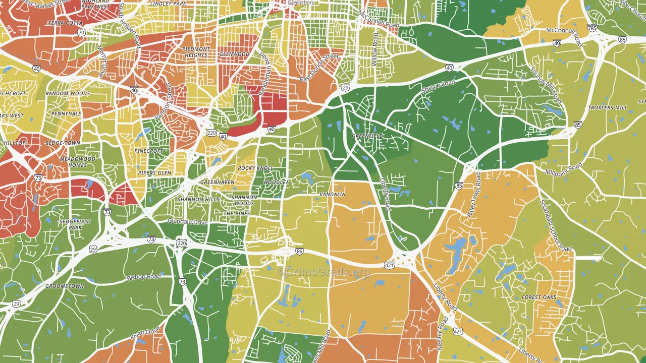27406, NC Map of Drug-Related Crime Rates