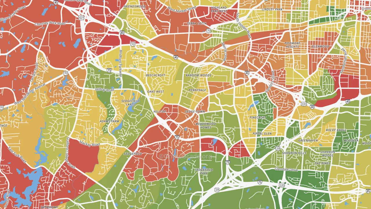 27407, NC Map of Drug-Related Crime Rates
