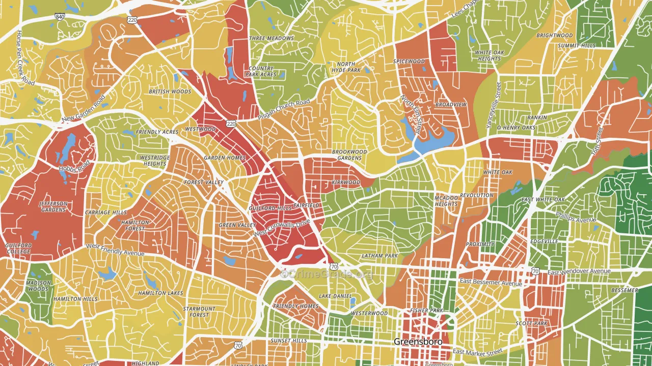 27408, NC Map of Drug-Related Crime Rates