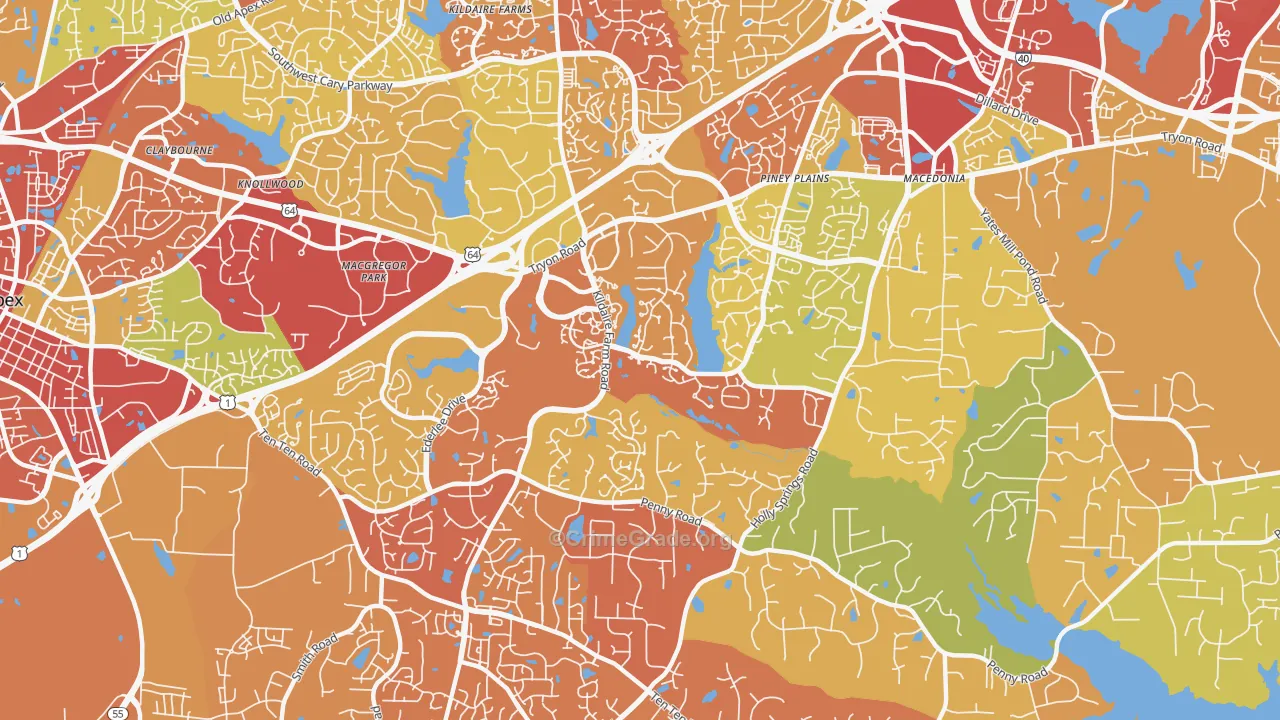 27518, NC Map of Drug-Related Crime Rates
