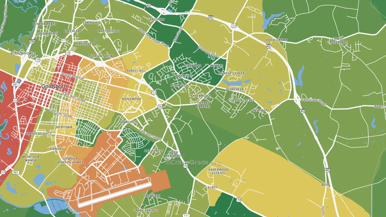 27534, NC Map of Drug-Related Crime Rates