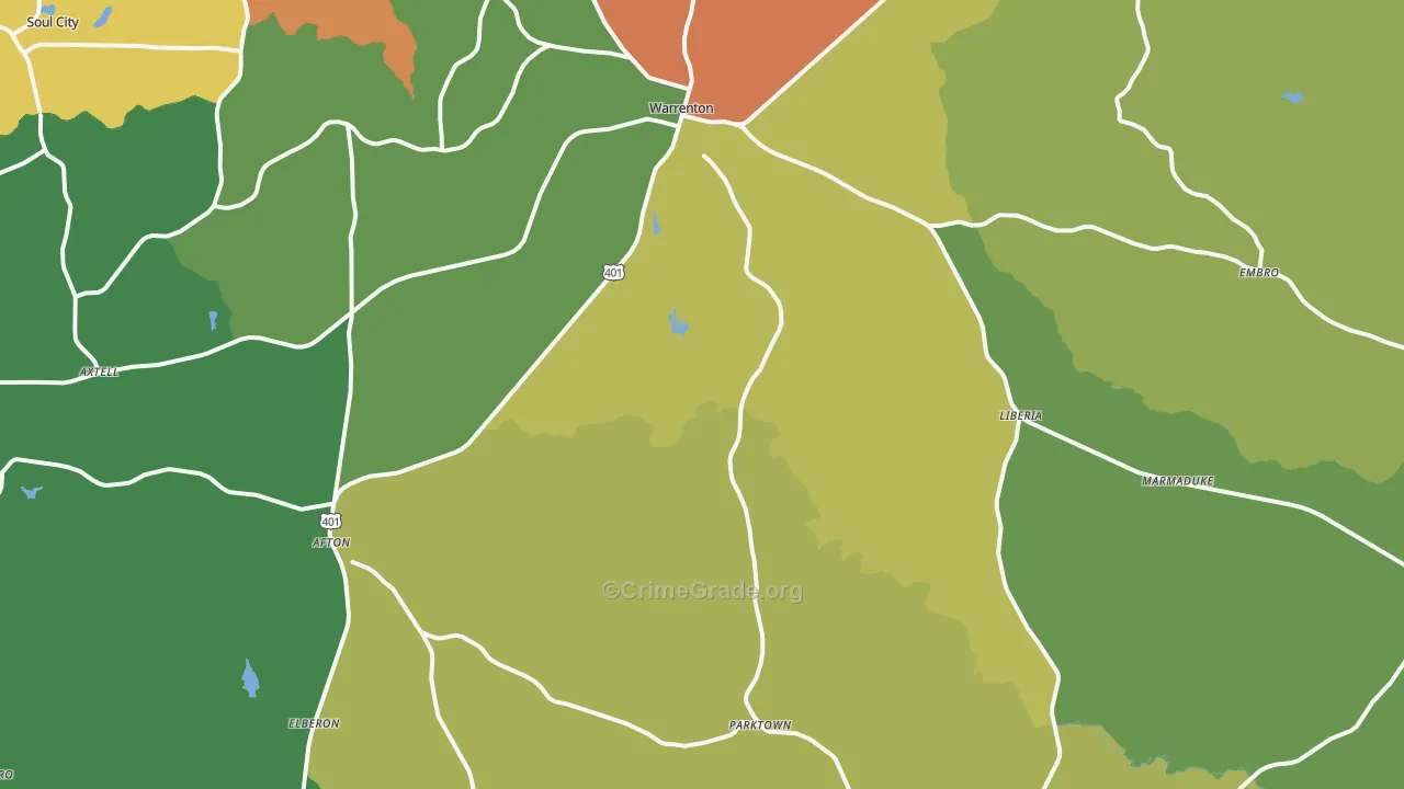 27589, NC Map of Drug-Related Crime Rates