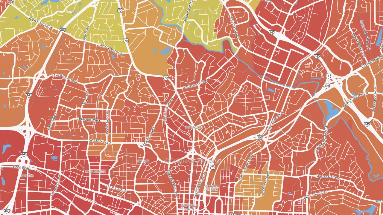 27608, NC Map of Drug-Related Crime Rates
