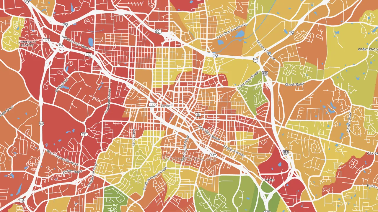 27701, NC Map of Drug-Related Crime Rates