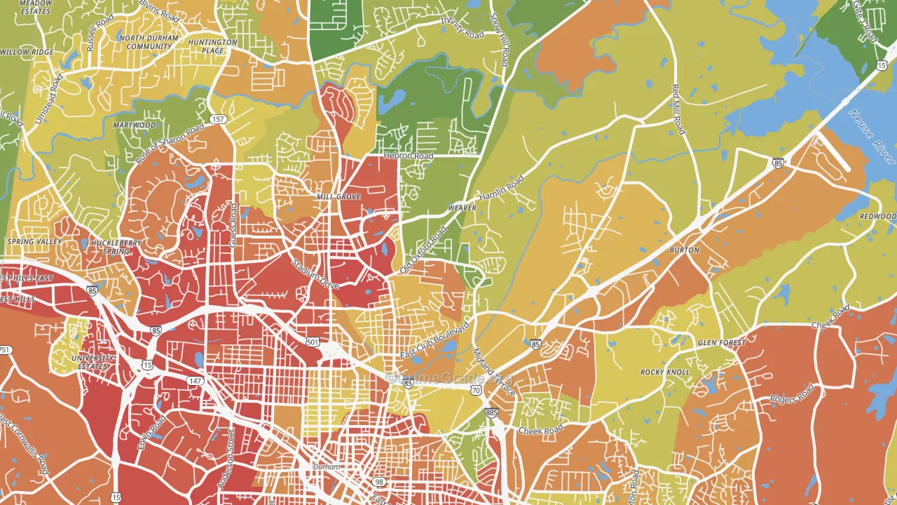27704, NC Map of Drug-Related Crime Rates