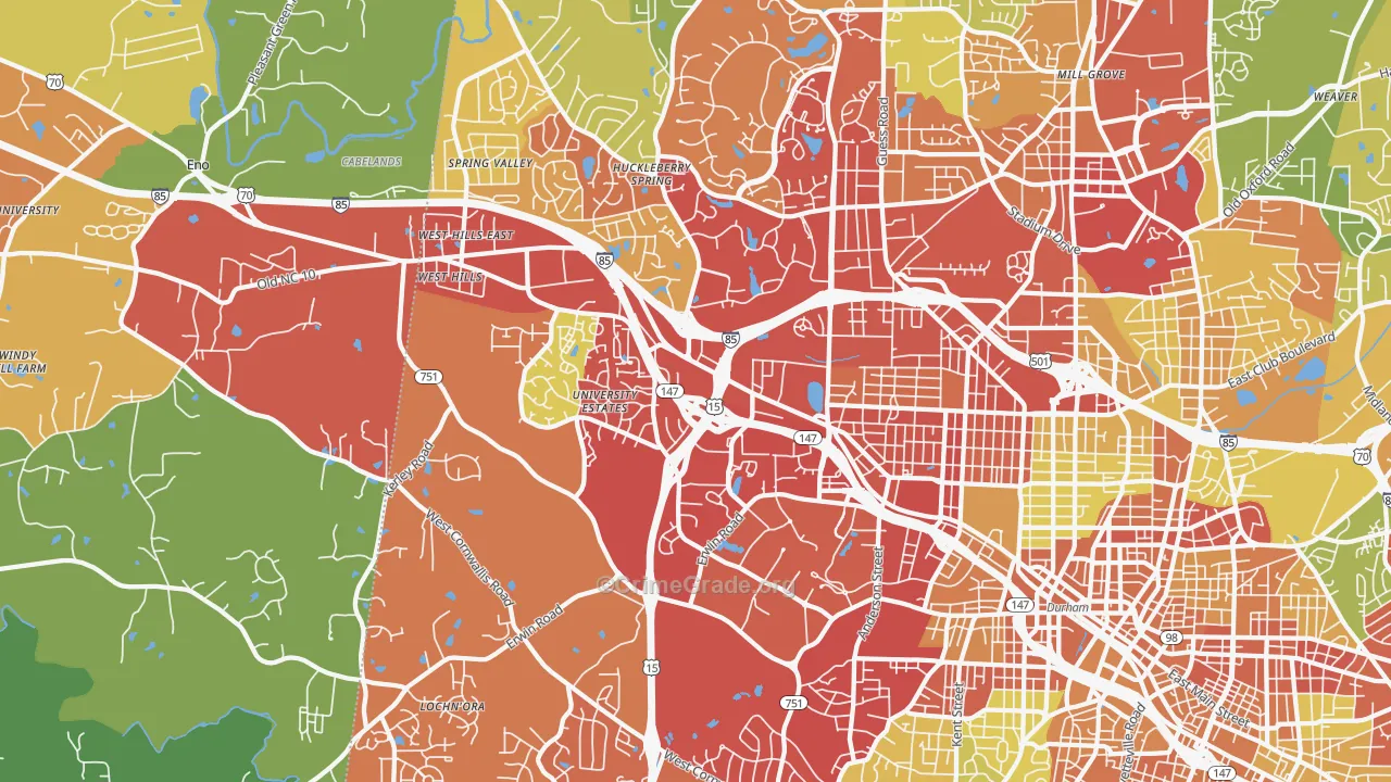 27705, NC Map of Drug-Related Crime Rates